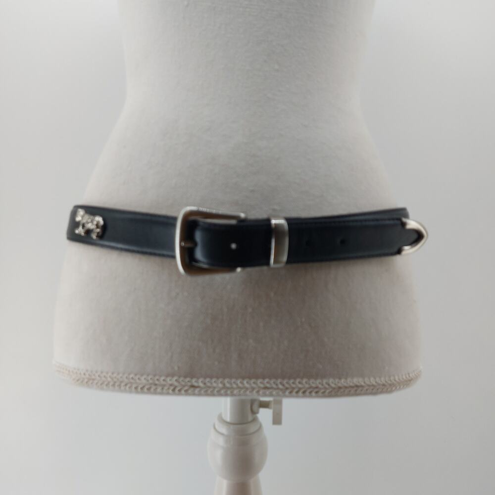 Vintage Women's Leather Medium Belt Black 90s Animal Conchos